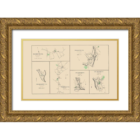 Litchfield Connecticut - Hurd 1893 Gold Ornate Wood Framed Art Print with Double Matting by Hurd