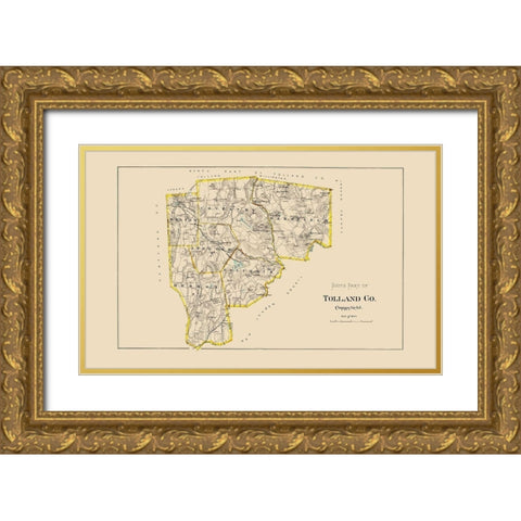Tolland  South Connecticut - Hurd 1893 Gold Ornate Wood Framed Art Print with Double Matting by Hurd