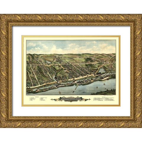 Windsor Locks Connecticut - Bailey 1877  Gold Ornate Wood Framed Art Print with Double Matting by Bailey