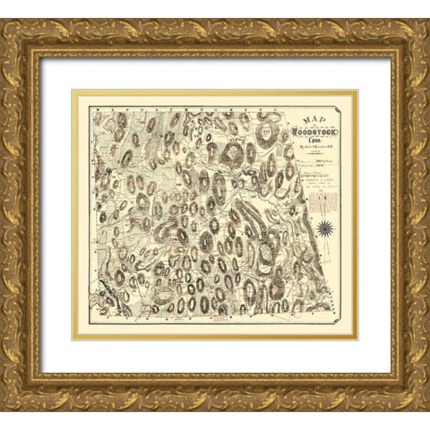 Woodstock Connecticut - Lester 1886  Gold Ornate Wood Framed Art Print with Double Matting by Lester