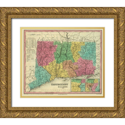 Connecticut - Tanner 1834 Gold Ornate Wood Framed Art Print with Double Matting by Tanner