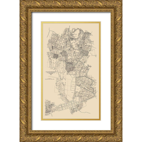 Antietam Battlefield Preliminary - Hotehkiss 1895 Gold Ornate Wood Framed Art Print with Double Matting by Hotehkiss