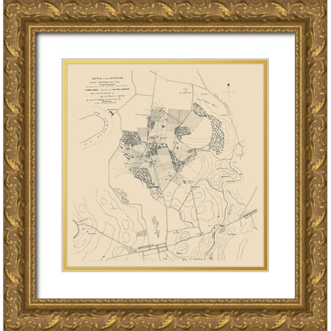 Antietam Battle September 16 to 17 - Houston 1862 Gold Ornate Wood Framed Art Print with Double Matting by Houston