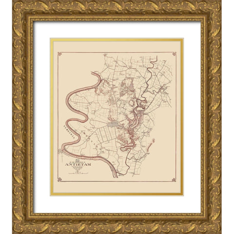 Antietam No. 2 Battlefield - Stearns 1894 Gold Ornate Wood Framed Art Print with Double Matting by Stearns