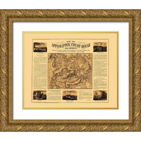 Appomattox Court House Vicinity Virginia Gold Ornate Wood Framed Art Print with Double Matting by Henderson