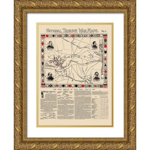 Bull Run Virginia - 1895 Gold Ornate Wood Framed Art Print with Double Matting by Tribune