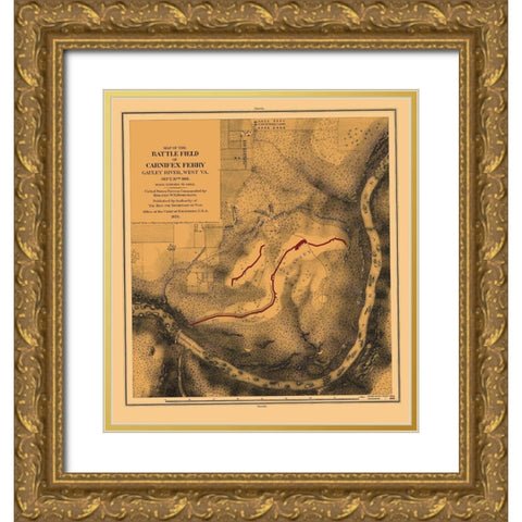 Battlefield Carnifex Ferry West Virginia Gold Ornate Wood Framed Art Print with Double Matting by US Army Corps