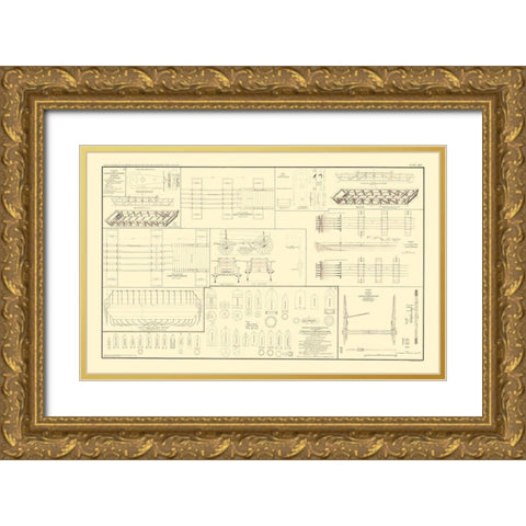 Pontoon Boats Bridges Chess Wagons - Bien 1895 Gold Ornate Wood Framed Art Print with Double Matting by Bien
