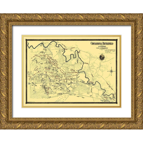 Chickamauga Battlefield - McElroy 1895 Gold Ornate Wood Framed Art Print with Double Matting by McElroy