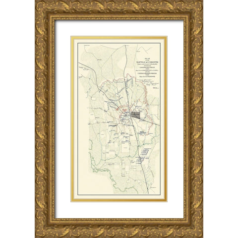 Battle of Corinth Mississippi - Rosecrans 1862 Gold Ornate Wood Framed Art Print with Double Matting by Rosecrans