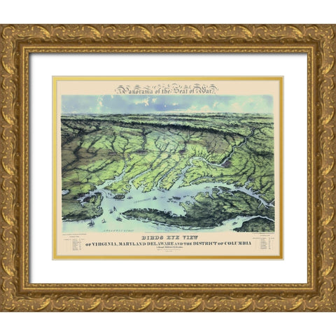 War of Maryland Virginia Delaware Washington DC Gold Ornate Wood Framed Art Print with Double Matting by Bachmann