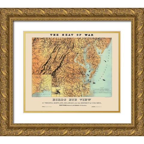War of Virginia Maryland Delaware Washington DC Gold Ornate Wood Framed Art Print with Double Matting by Schaus