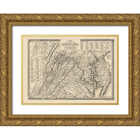 Guide Delaware Maryland Pennsylvania Virginia Gold Ornate Wood Framed Art Print with Double Matting by Lucas