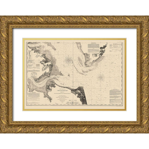 Chesapeake Bay Entrance - Bache 1863 Gold Ornate Wood Framed Art Print with Double Matting by Bache