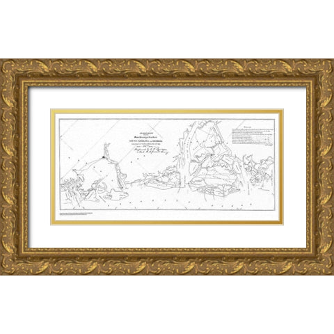 South Carolina Georgia Coast - USCS 1861 Gold Ornate Wood Framed Art Print with Double Matting by USCS