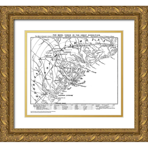 Naval Force Great Expedition Carolina Georgia Gold Ornate Wood Framed Art Print with Double Matting by Unknown