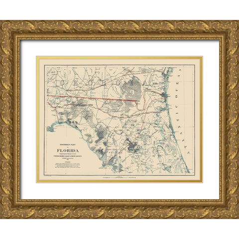 Northern Florida - Bache 1864 Gold Ornate Wood Framed Art Print with Double Matting by Bache