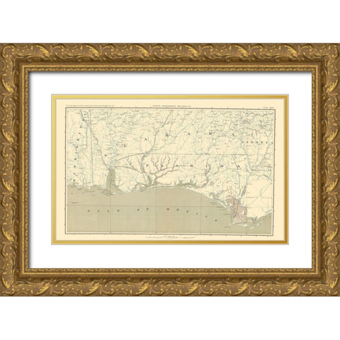 Upper Florida Peninsula Atlas - Bien 1895 Gold Ornate Wood Framed Art Print with Double Matting by Bien