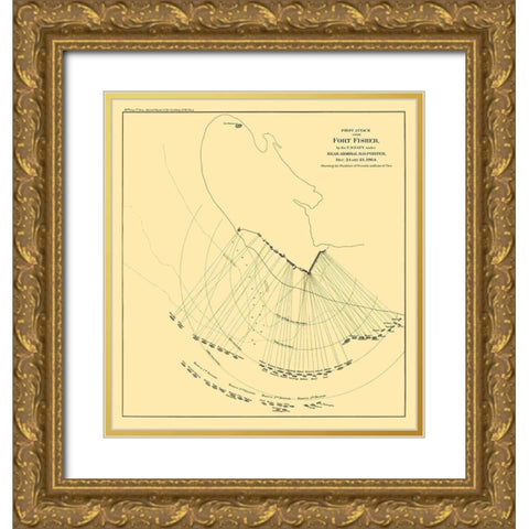 Fort Fisher North Carolina First Attack Gold Ornate Wood Framed Art Print with Double Matting by Porter