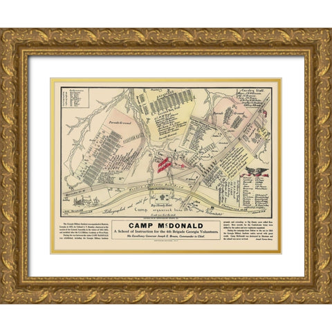 Camp McDonald 4th Brigade Georgia - McClellan 1917 Gold Ornate Wood Framed Art Print with Double Matting by McClellan