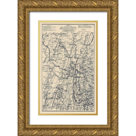 First Epoch of Atlanta Campaign - Ruger 1864 Gold Ornate Wood Framed Art Print with Double Matting by Ruger