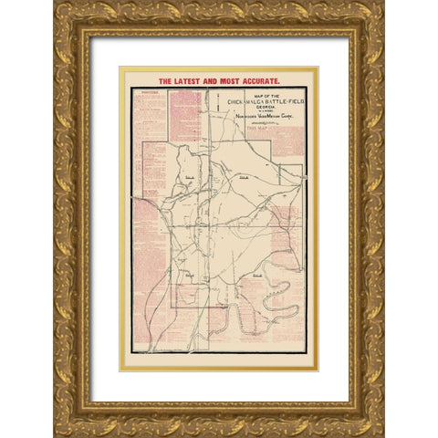 Chickamauga Battlefield Georgia - Wood 1895 Gold Ornate Wood Framed Art Print with Double Matting by Wood