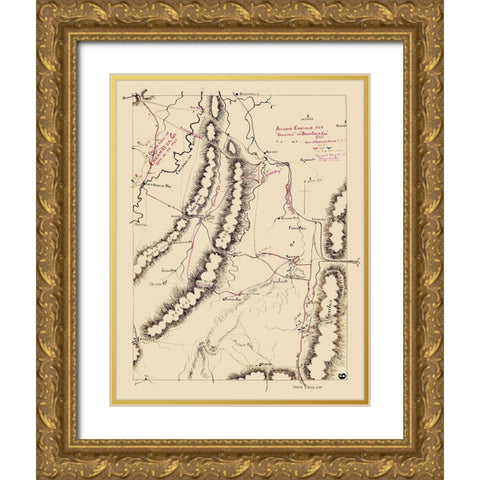 Chicamauga Battlefield Georgia - 1863 Gold Ornate Wood Framed Art Print with Double Matting by Unknown