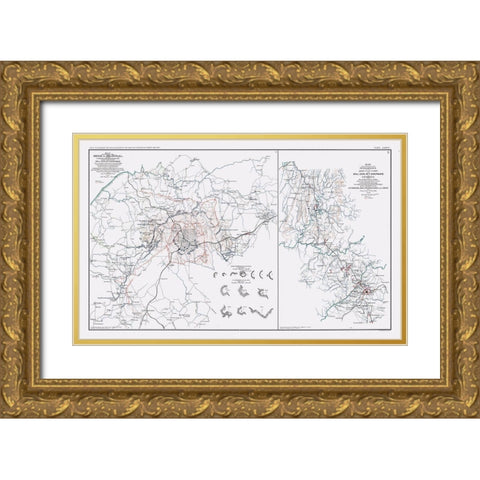 Siege of Atlanta - Sherman 1894 Gold Ornate Wood Framed Art Print with Double Matting by Sherman