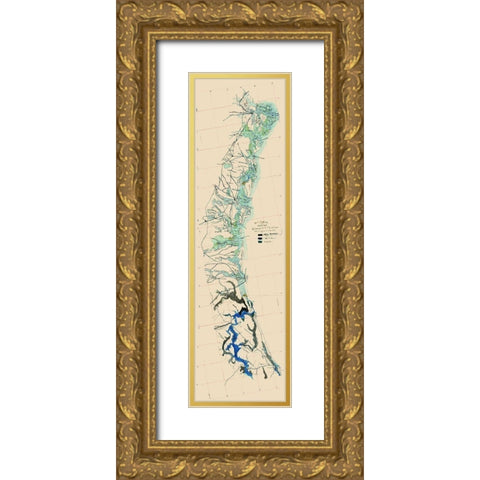 Georgia Florida Coast - 1863 Gold Ornate Wood Framed Art Print with Double Matting by Unknown