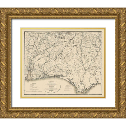 Military Departments of Cumberland - Callahan 1863 Gold Ornate Wood Framed Art Print with Double Matting by Callahan
