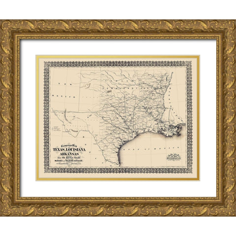 Campaign of Texas Louisiana Arkansas Gold Ornate Wood Framed Art Print with Double Matting by Blessington