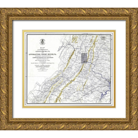 Gettysburg Pennsylvania Appomattox Court House Gold Ornate Wood Framed Art Print with Double Matting by Weyss