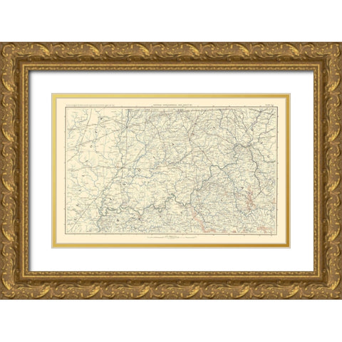 Illinois Indiana Ohio Kentucky - Bien 1895 Gold Ornate Wood Framed Art Print with Double Matting by Bien