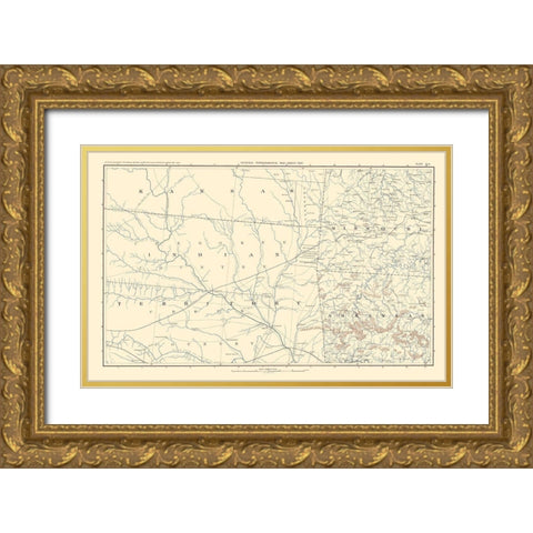Kansas Indian Territory Missouri Arkansas Gold Ornate Wood Framed Art Print with Double Matting by Bien