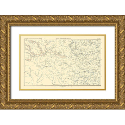 Parts of Kansas Missouri - Bien 1895 Gold Ornate Wood Framed Art Print with Double Matting by Bien