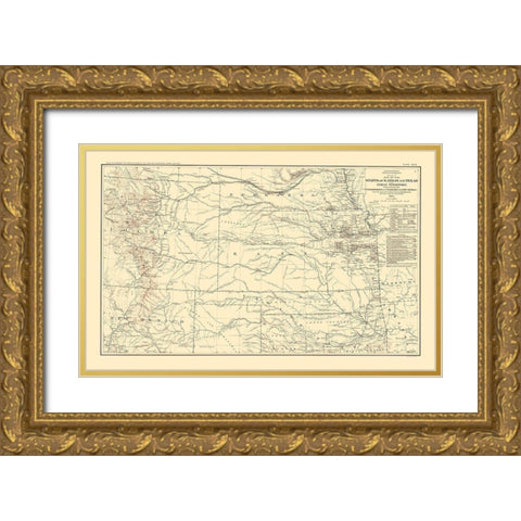 Central United States  - Bien 1895 Gold Ornate Wood Framed Art Print with Double Matting by Bien