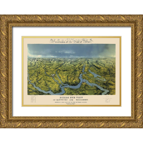 Kentucky Tennessee Panoramic - Bachmann  1861 Gold Ornate Wood Framed Art Print with Double Matting by Bachmann