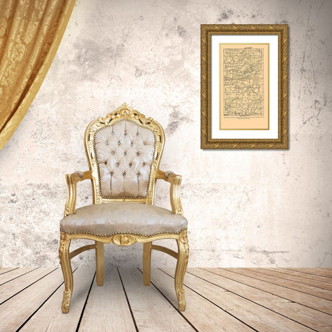 Kentucky Tennessee Missouri Arkansas - Plum 1882 Gold Ornate Wood Framed Art Print with Double Matting by Plum