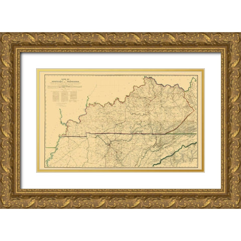 Kentucky Tennessee Military - Swann 1865 Gold Ornate Wood Framed Art Print with Double Matting by Swann