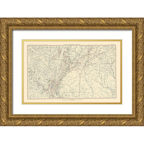 Parts of Arkansas Louisiana Mississippi - Bien Gold Ornate Wood Framed Art Print with Double Matting by Bien