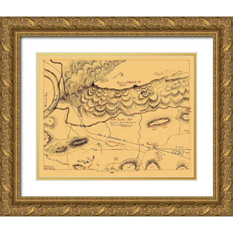 Lookout Mountain Battle Tennessee  - Blakeslee Gold Ornate Wood Framed Art Print with Double Matting by Blakeslee