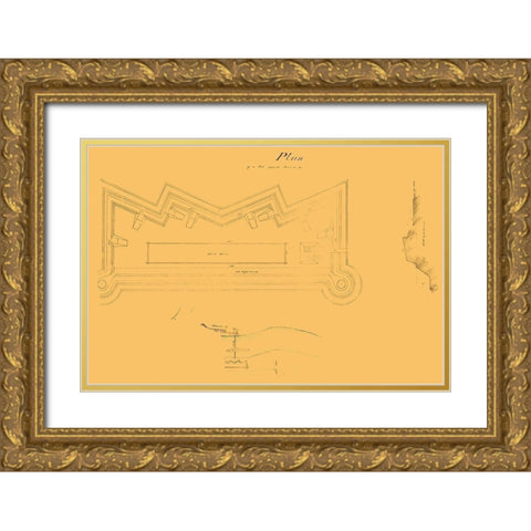 Fort Opposite Paducah Kentucky - 1864 Gold Ornate Wood Framed Art Print with Double Matting by Unknown