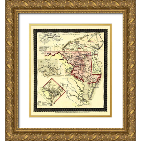 Theatre of War Maryland - Traubel 1861 Gold Ornate Wood Framed Art Print with Double Matting by Traubel