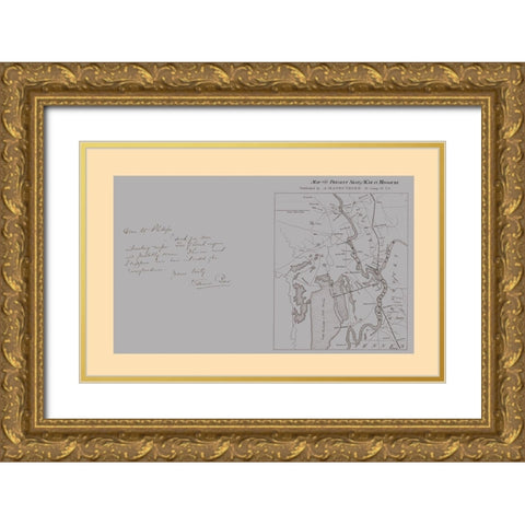 Seat of War Missouri - Manouvrier 1862 Gold Ornate Wood Framed Art Print with Double Matting by Manouvrier