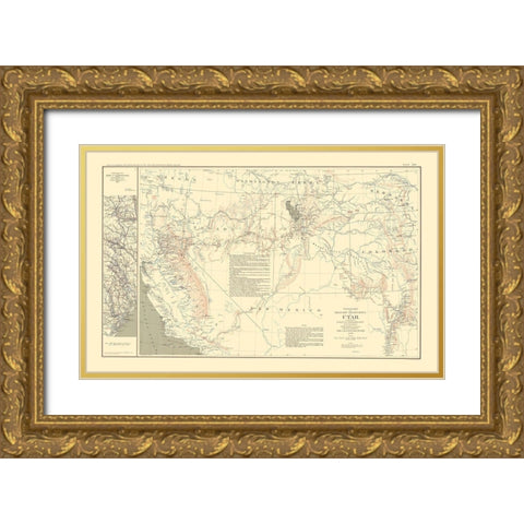 Military Dep Utah March Routes Georgia S. Carolina Gold Ornate Wood Framed Art Print with Double Matting by Bien