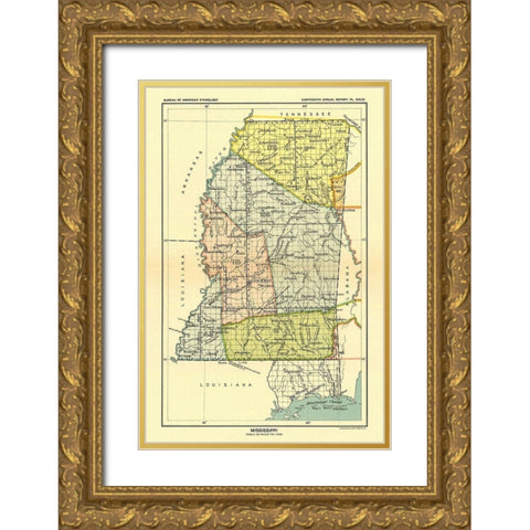 Mississippi - Hoen 1896 Gold Ornate Wood Framed Art Print with Double Matting by Hoen