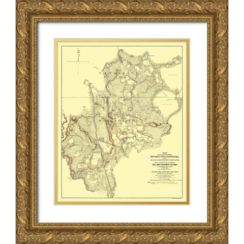 Monterey Tennessee Corinth Mississippi - Bien 1862 Gold Ornate Wood Framed Art Print with Double Matting by Bien