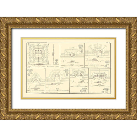 Alabama Defenses - Bien 1895 Gold Ornate Wood Framed Art Print with Double Matting by Bien