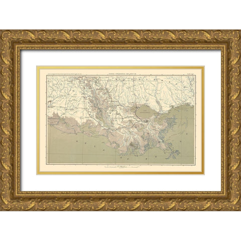 Mississippi Delta Region - Bien 1895 Gold Ornate Wood Framed Art Print with Double Matting by Bien