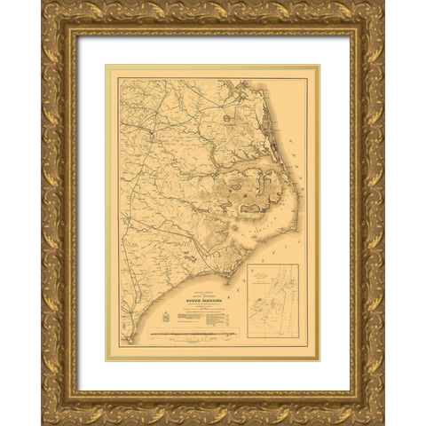 Eastern Portion North Carolina Military Gold Ornate Wood Framed Art Print with Double Matting by Fillmore